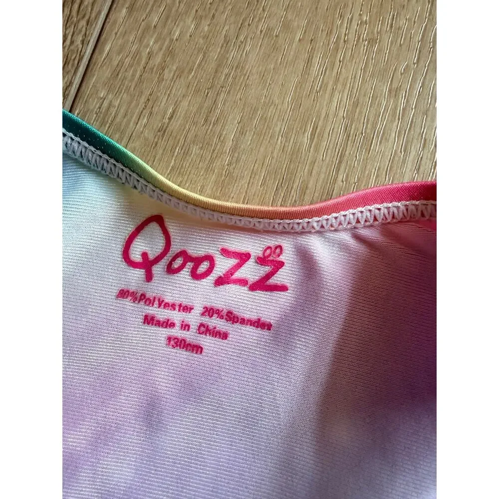 QoozZ Girls Rainbow Print Gymnastics Dance Leotard M